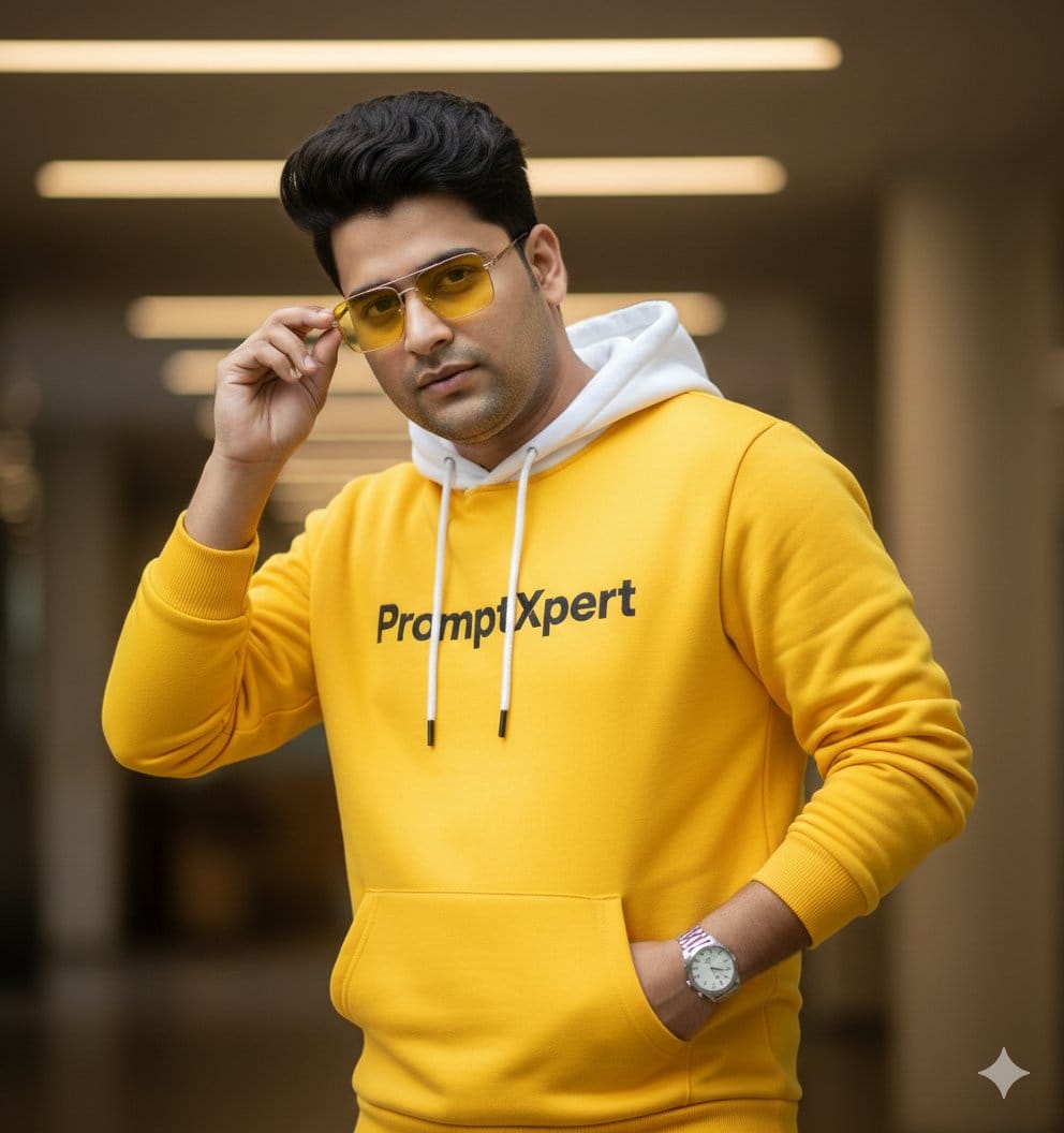 16K Cinematic Portrait with Identity Lock and Yellow Hoodie - AI提示词