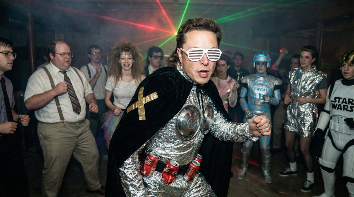 1980s underground nerd techno party flash photo prompt - AI 프롬프트