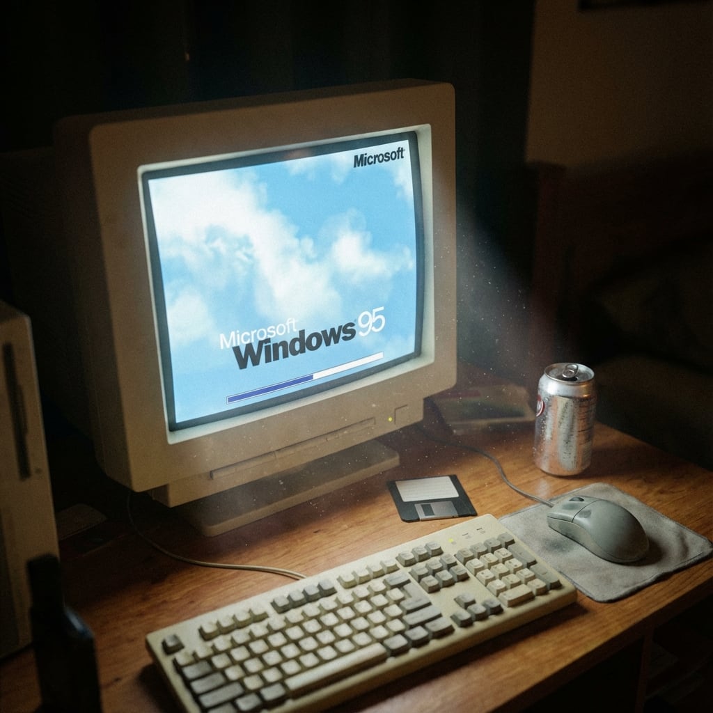 1995 CRT Monitor Candid Documentary Photo - AI 프롬프트