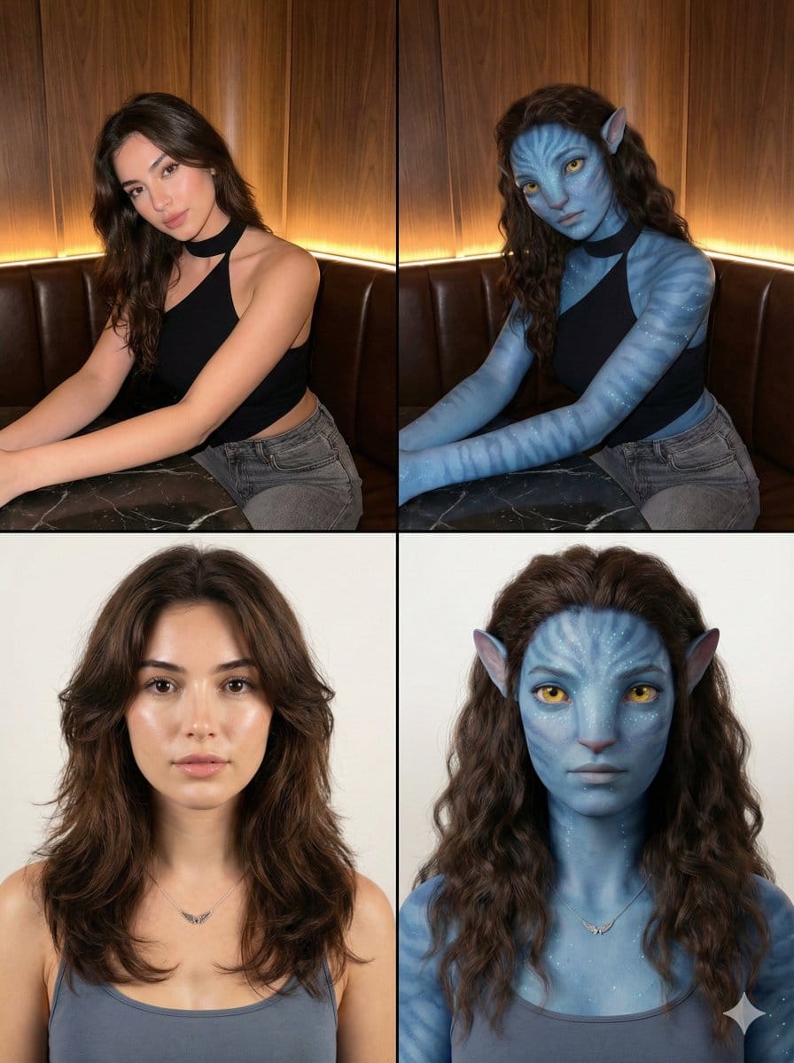 2x2 Grid Human-to-Na'vi Transformation Prompt - Prompt de IA