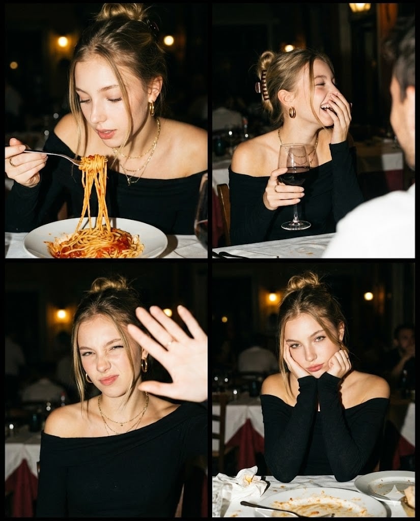 2x2 Grid Italian Trattoria Flash Photoshoot Prompt - Prompt IA
