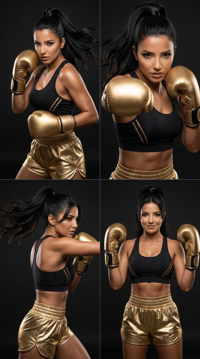 Preview image for 2x2 Grid Luxury Boxing Editorial prompt for Nano Banana Pro prompt
