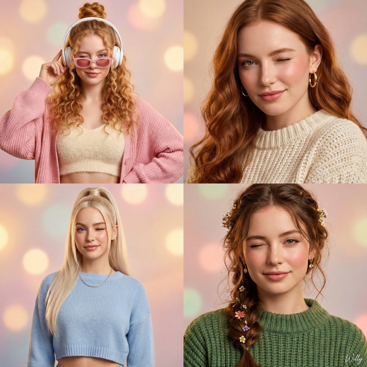 2x2 Grid of Ultra-Realistic Female Portraits - AI 프롬프트