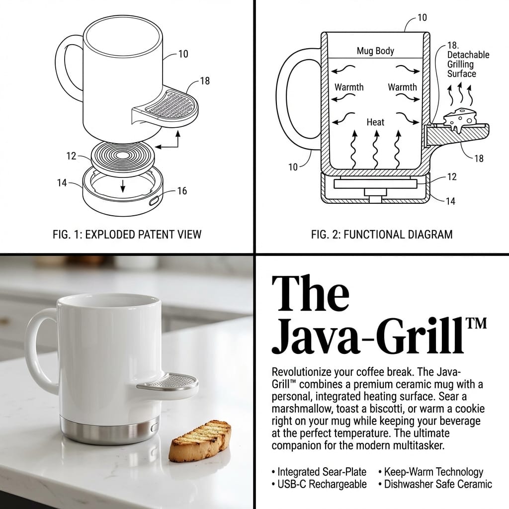 2x2 Grid Product Invention Visualization (Patent/Marketing) - AI Generated AI Art Style Image Example