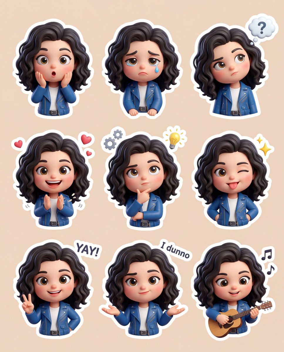 Preview image for 3D Chibi Sticker Set with Customizable Jacket Color prompt