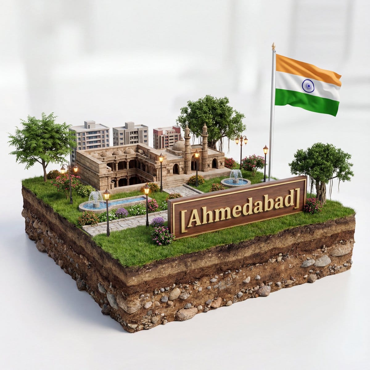 3D Diorama of Ahmedabad Landmark - AI Prompt