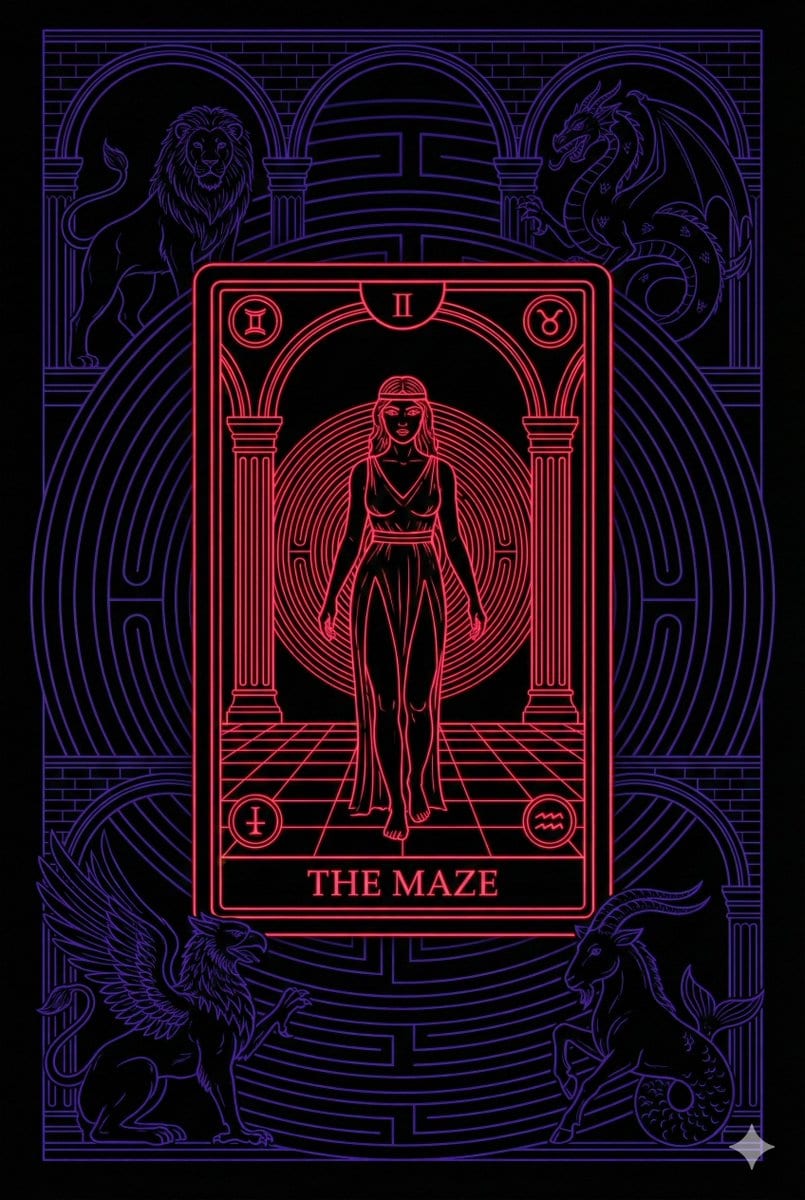 3D Effect Tarot Card Generation using Advancing/Receding Colors - AI提示词