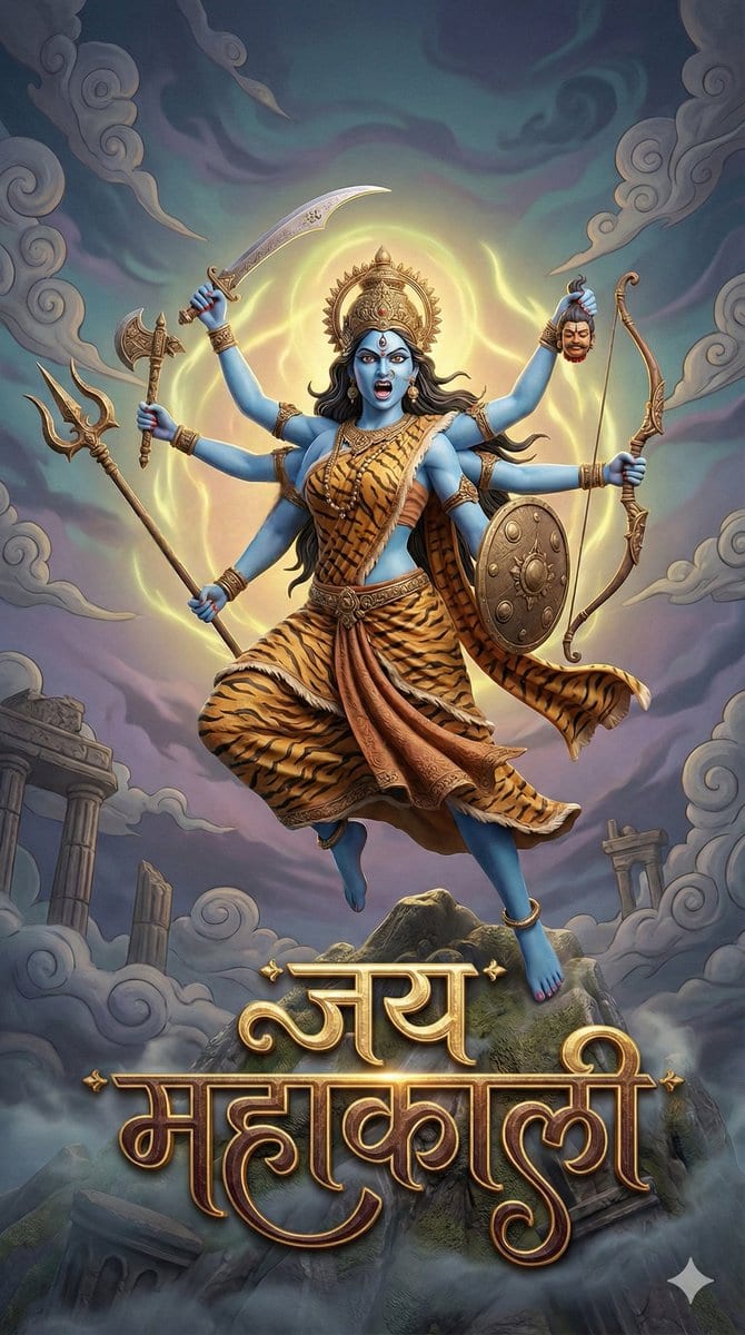 3D Fantasy Image of Goddess Mahakali - AI提示词