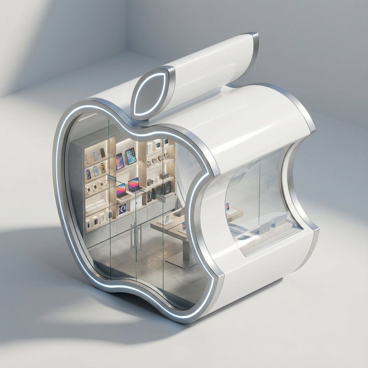 3D Isometric Luxury Pop-Up Kiosk Render - AI提示词