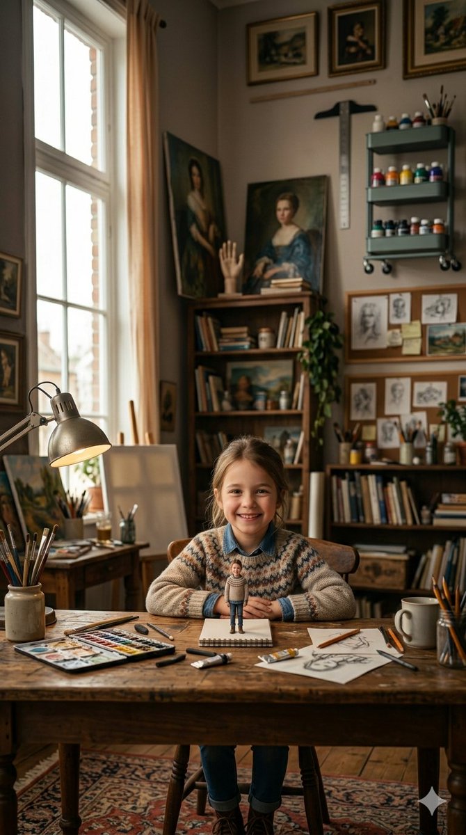 Preview image for 3D Miniature Clay Figurine Illusion in an Artist's Studio prompt