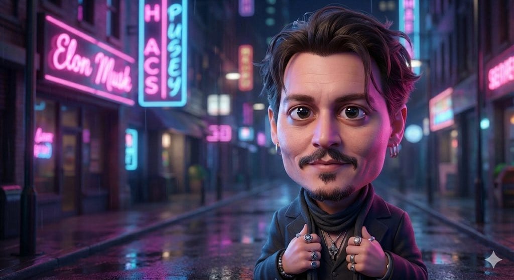 3D Neon Caricature Prompt (Pixar Style) - AI提示词