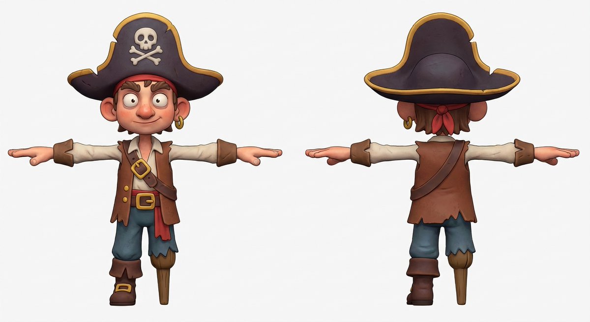 Preview image for 3D Pirate Character in T-Pose for Modeling prompt