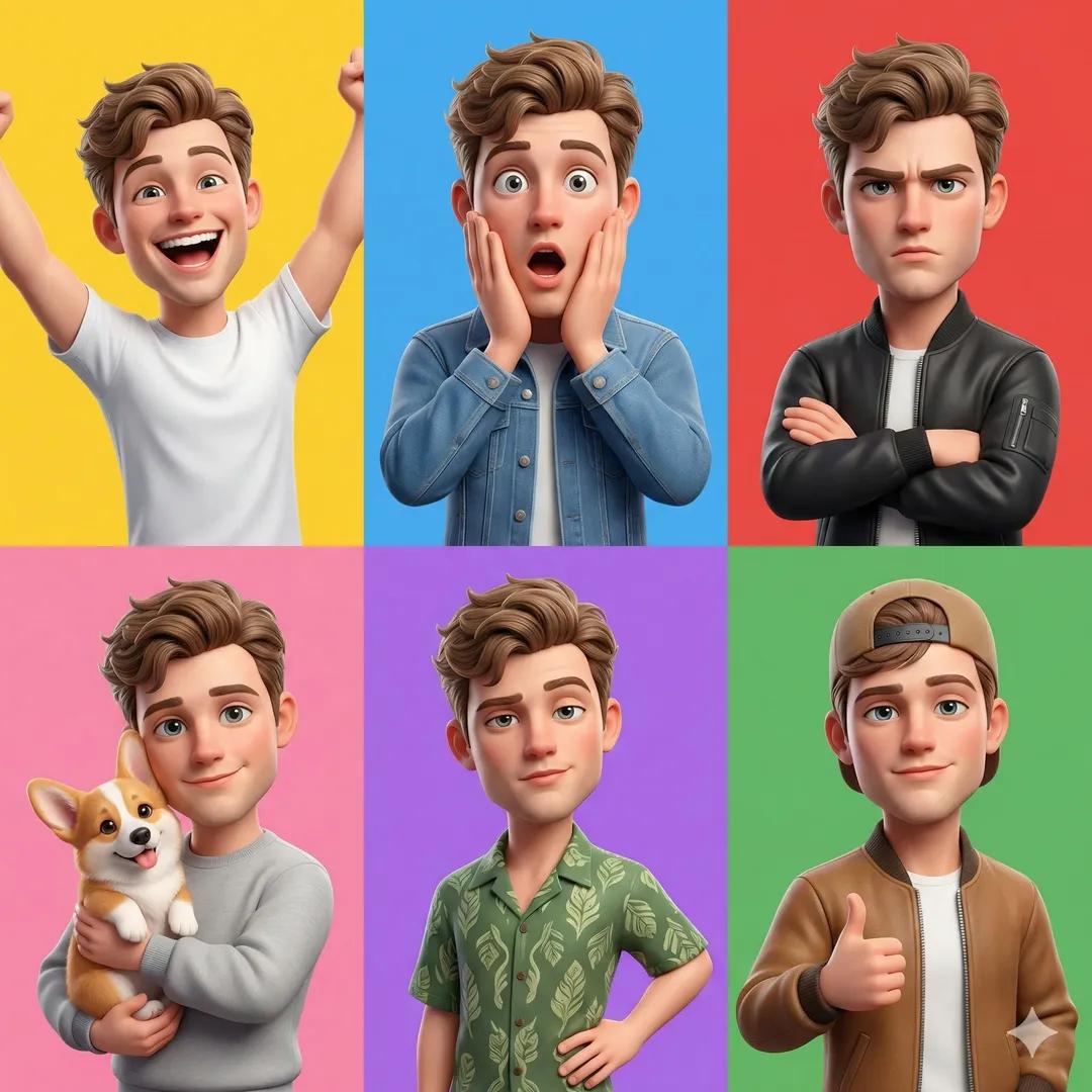 3D Pixar-Style Character Grid - AI Art AI Generated Artwork