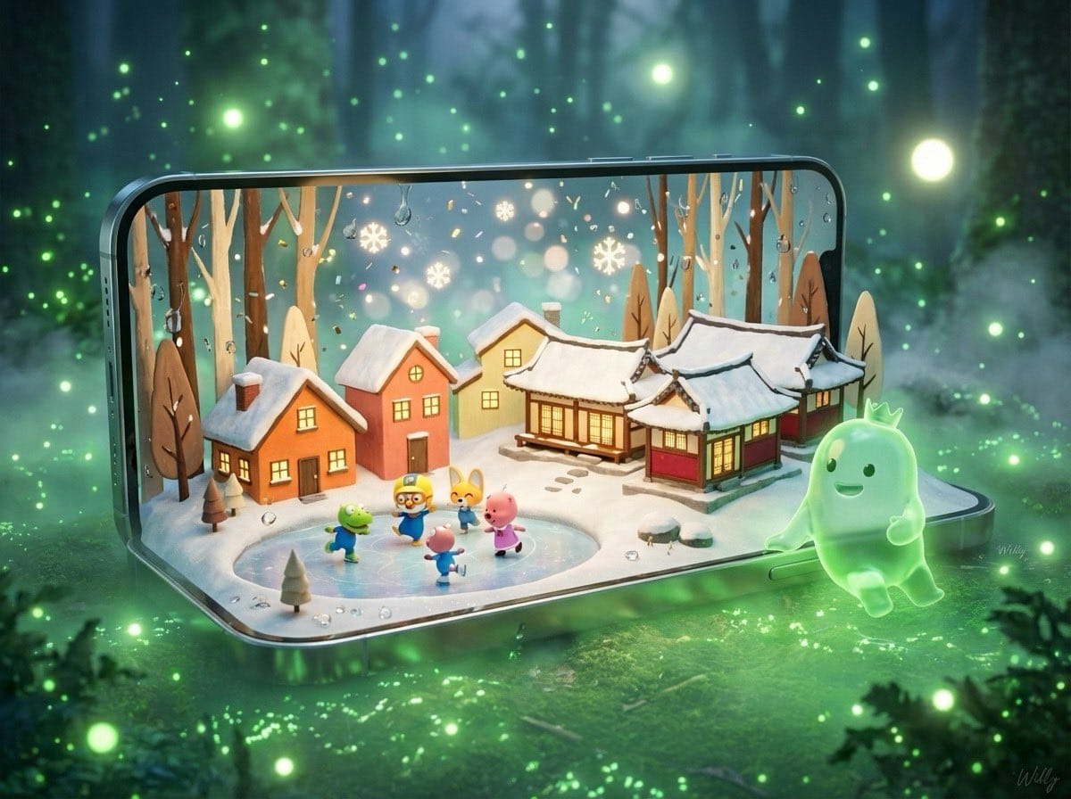 3D Pororo Winter Village Breaking the Fourth Wall - Prompt IA