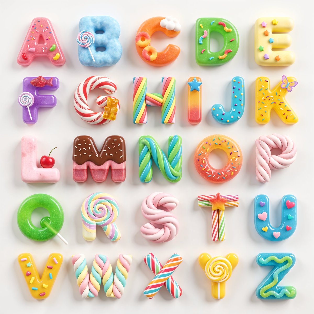 Preview image for 3D Squishy Candy Alphabet prompt