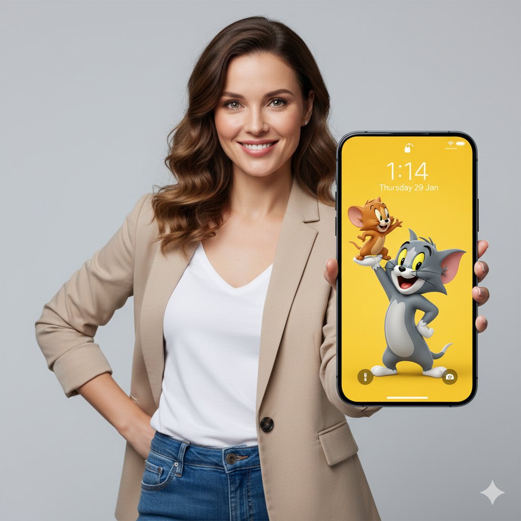 Preview image for 3D Tom and Jerry Wallpaper with Businesswoman Ad prompt