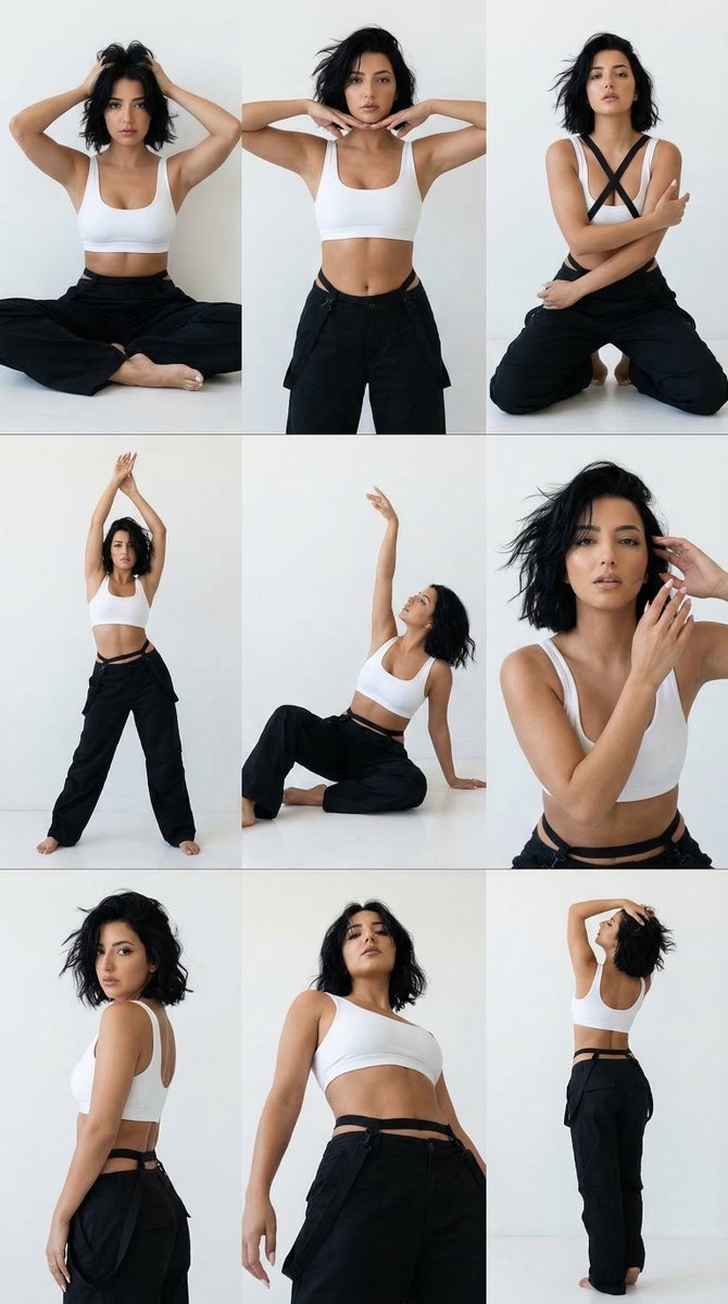 Preview image for 3x3 Minimalist Dance Editorial Grid prompt