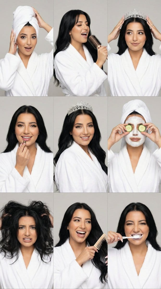 3x3 Photorealistic Beauty Photoshoot Grid with Identity Lock - Prompt de IA
