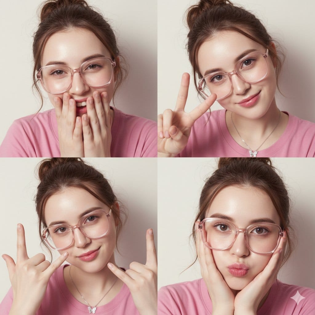 4-Panel Collage Portrait with Flash Lighting - AI 프롬프트