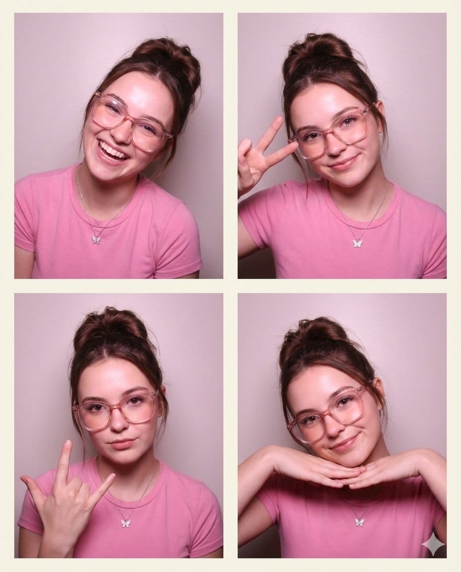 4-Panel Collage Portrait with Identity Lock Prompt - AI提示詞