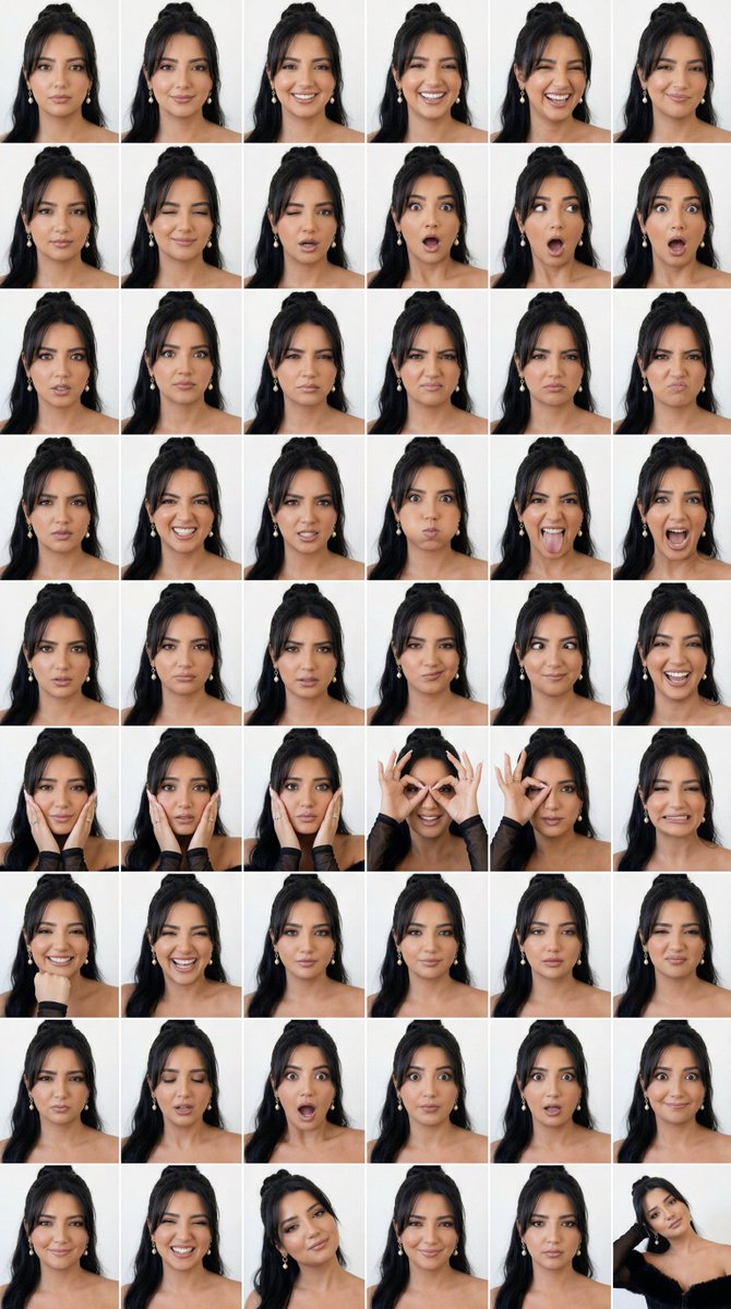 Preview image for 48-Panel Studio Expression Contact Sheet prompt