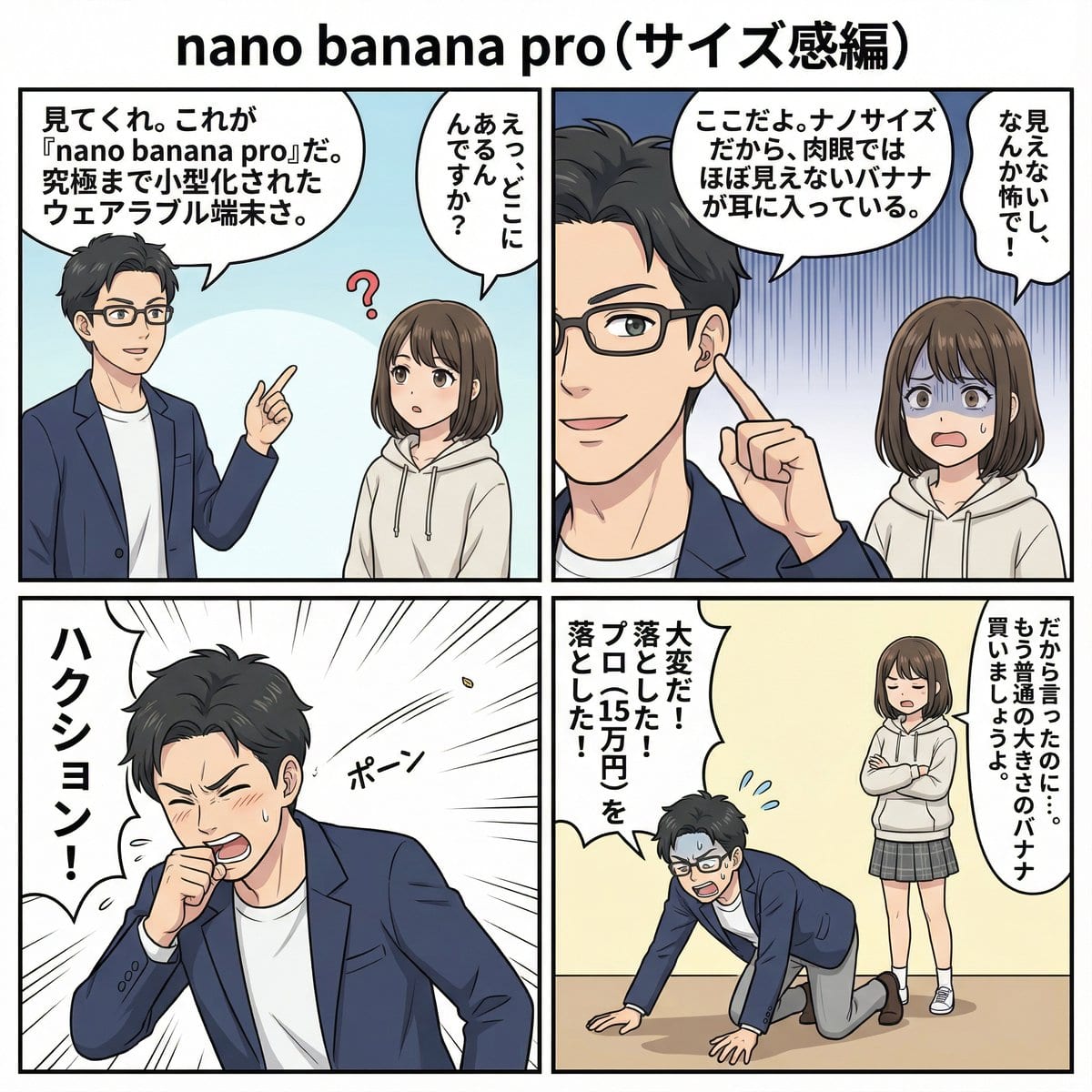 4 types of 4‑panel manga about Nano Banana Pro - AI Generated Character Style Image Example