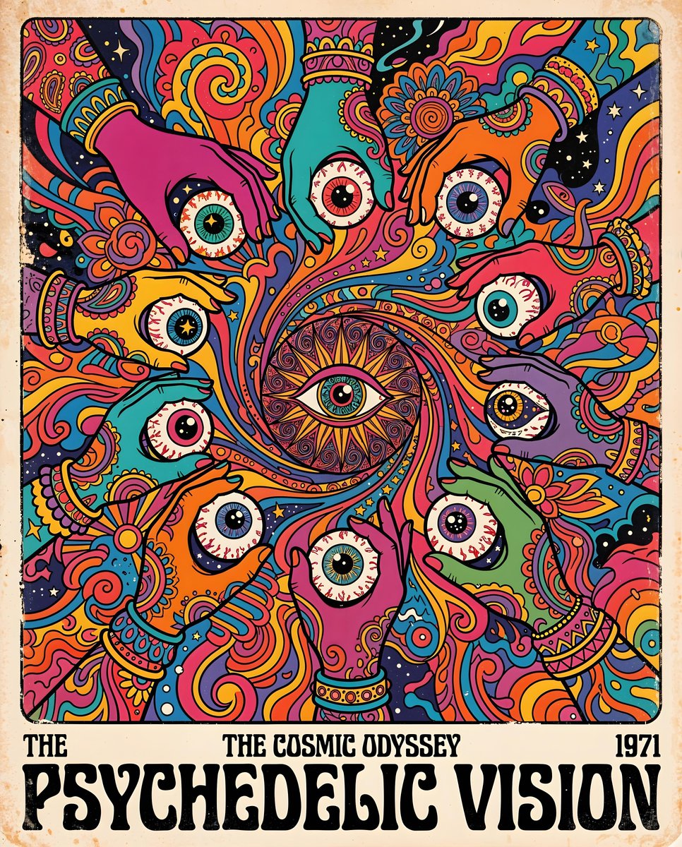 Preview image for 70s Psychedelic Hand Illustration prompt