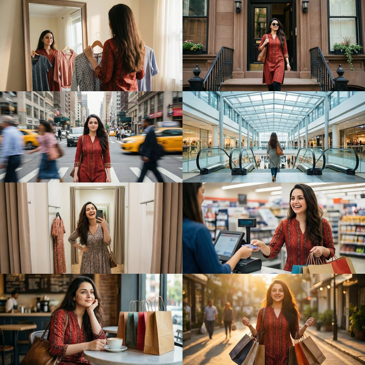 8-Photo Cinematic Shopping Day Collage