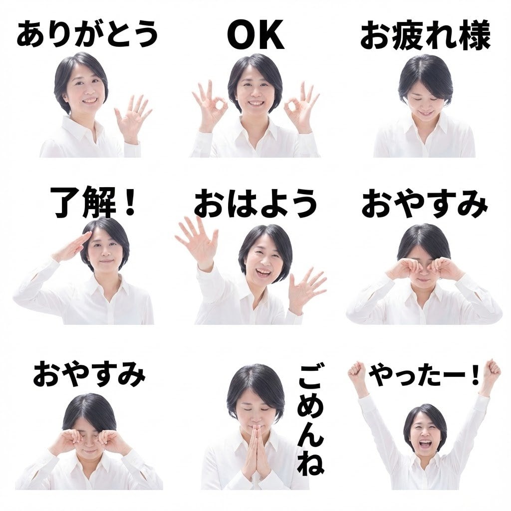 8 LINE stickers from a person image - AI Generated Character Style Image Example
