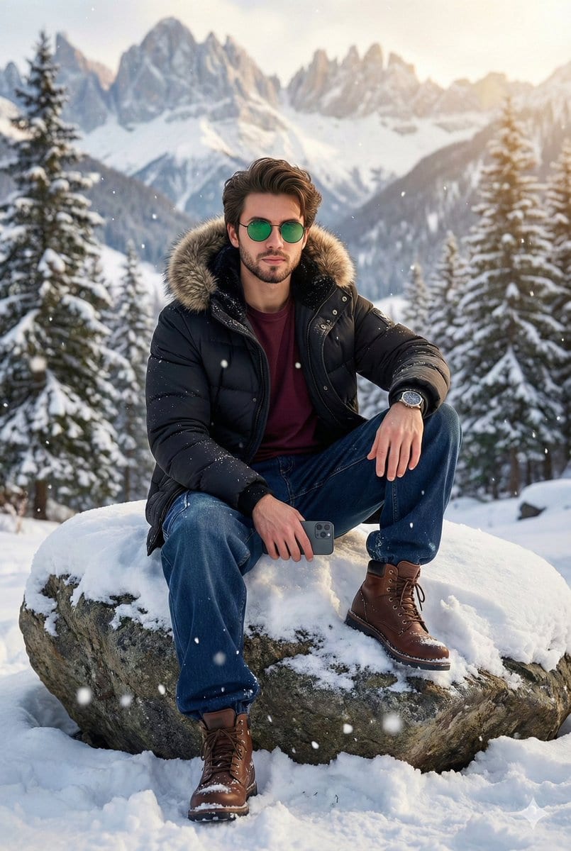 8K Cinematic Winter Portrait in Jammu & Kashmir - AI Prompt