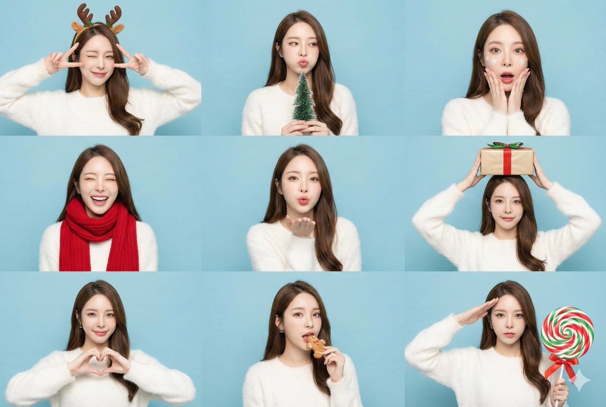 9-Panel Christmas Photobooth Sticker Generator - Prompt IA