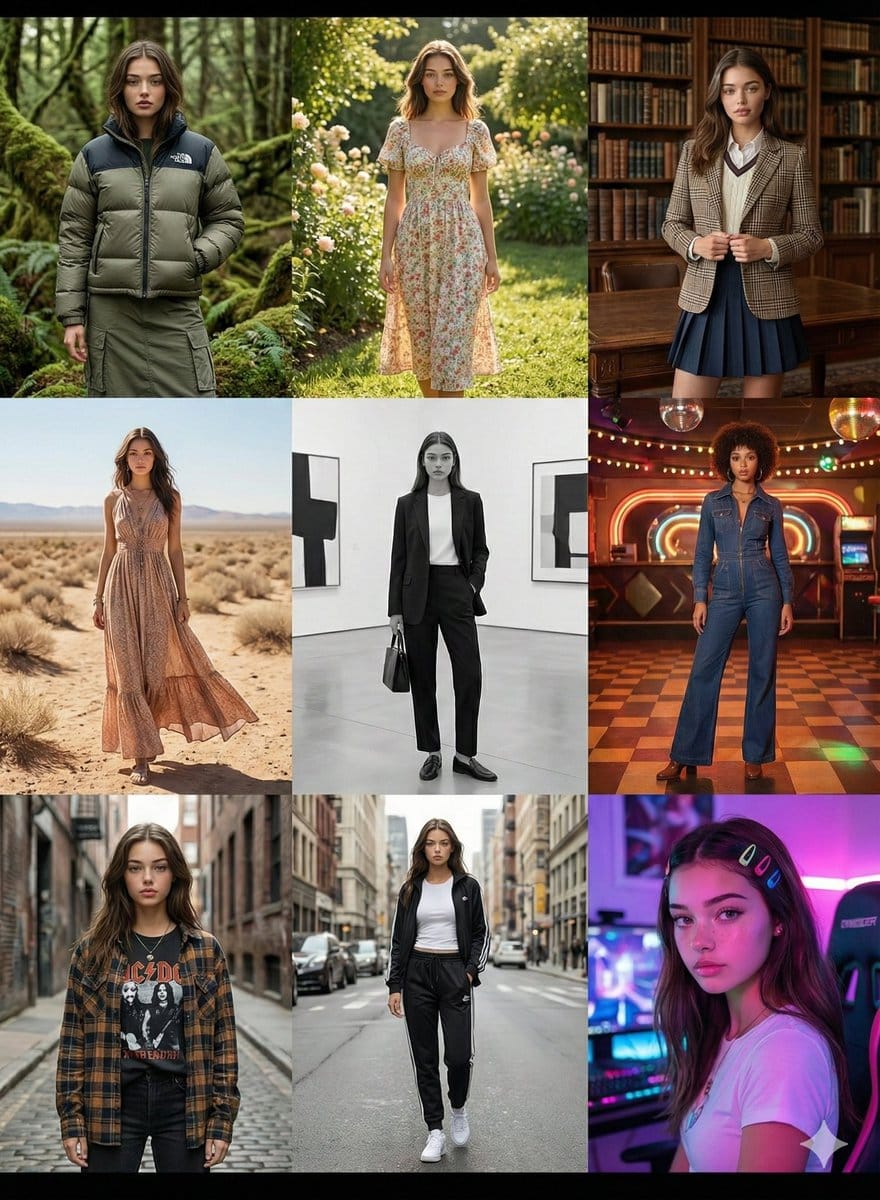 9-Scene Fashion Collage Grid Prompt for Nano Banana Pro - Prompt IA