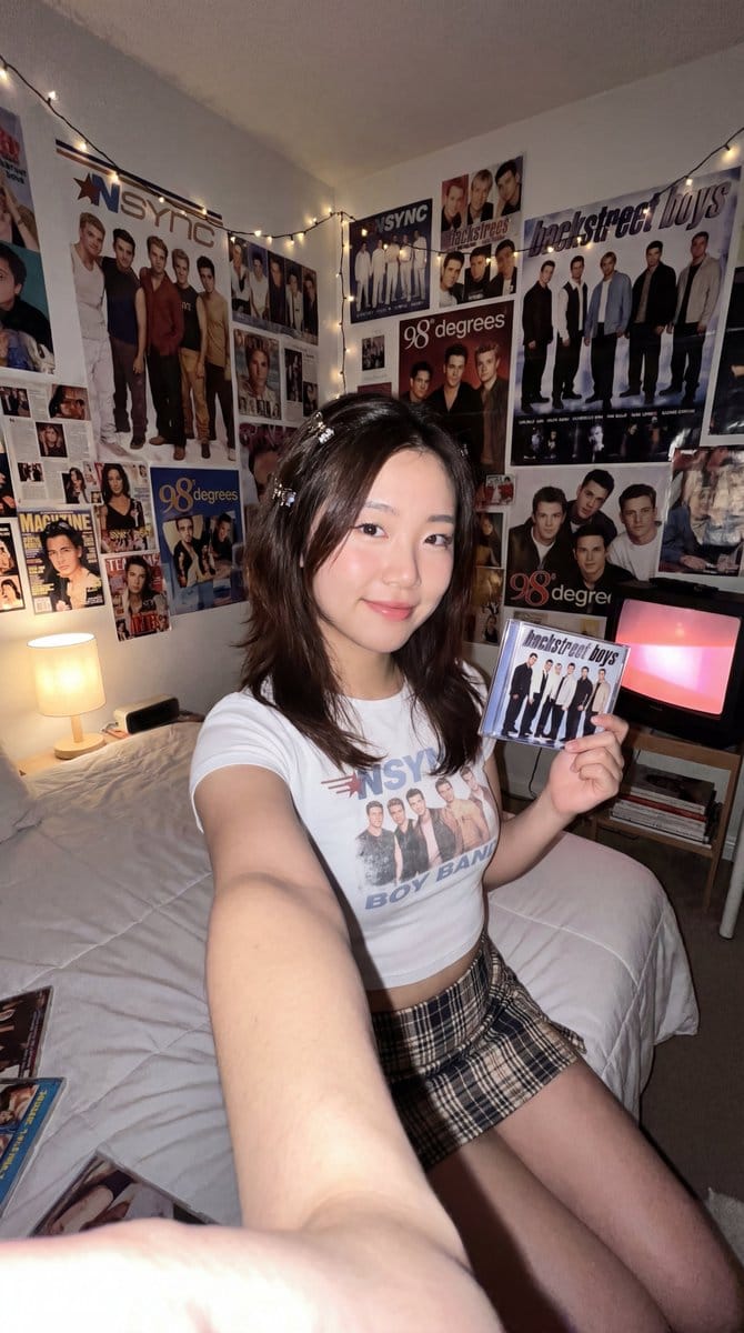 90s Fangirl Selfie Prompt (Korean Subject) - AI 프롬프트