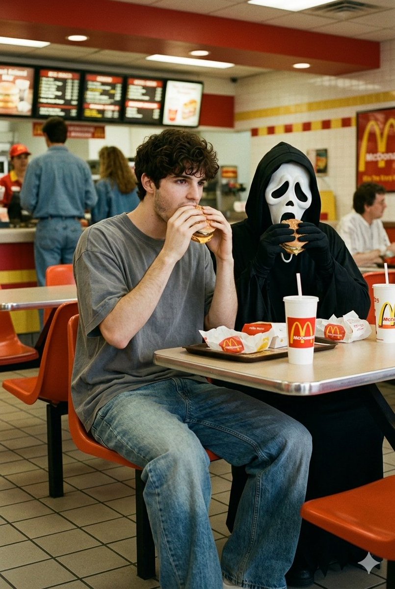 Preview image for 90s Horror McDonald's with Ghostface prompt