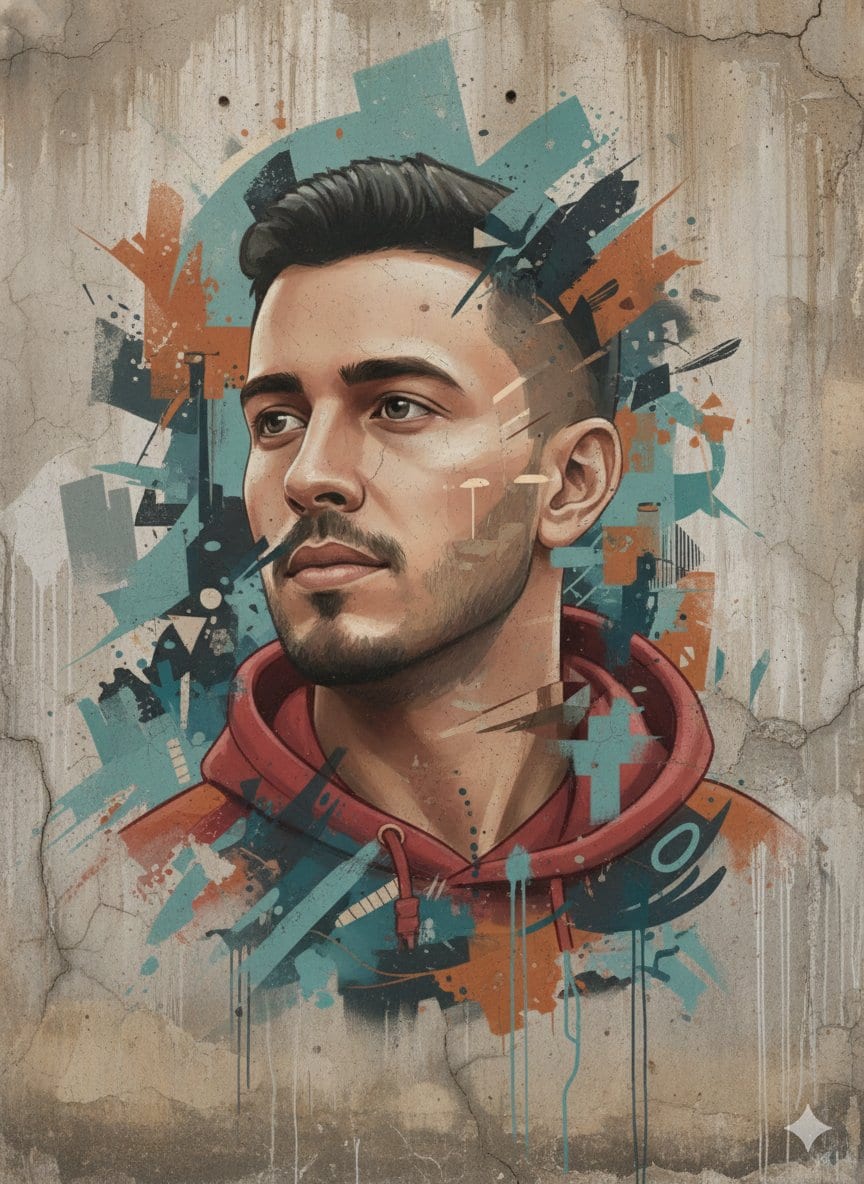 Abstract Realism Street Mural with Identity Preservation - Prompt de IA