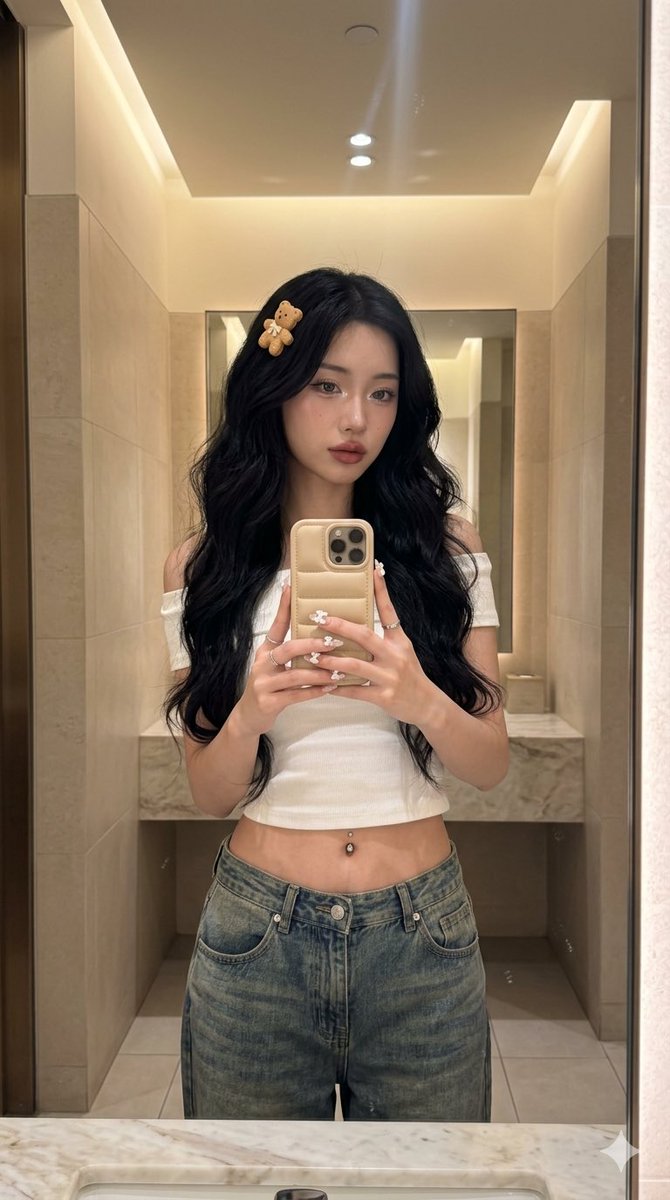 Preview image for Aesthetic Cafe Mirror Selfie Portrait prompt