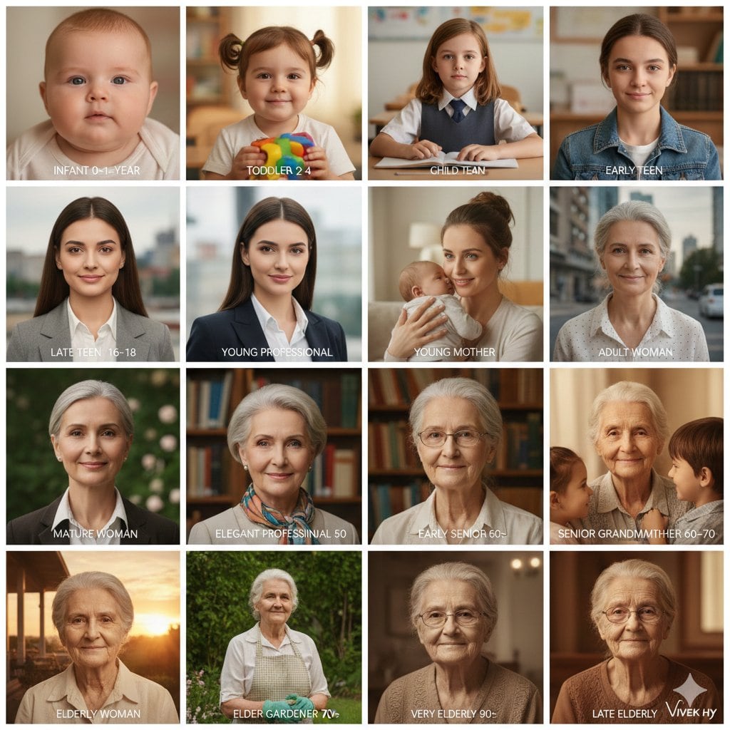 Age Progression Collage - AI 프롬프트