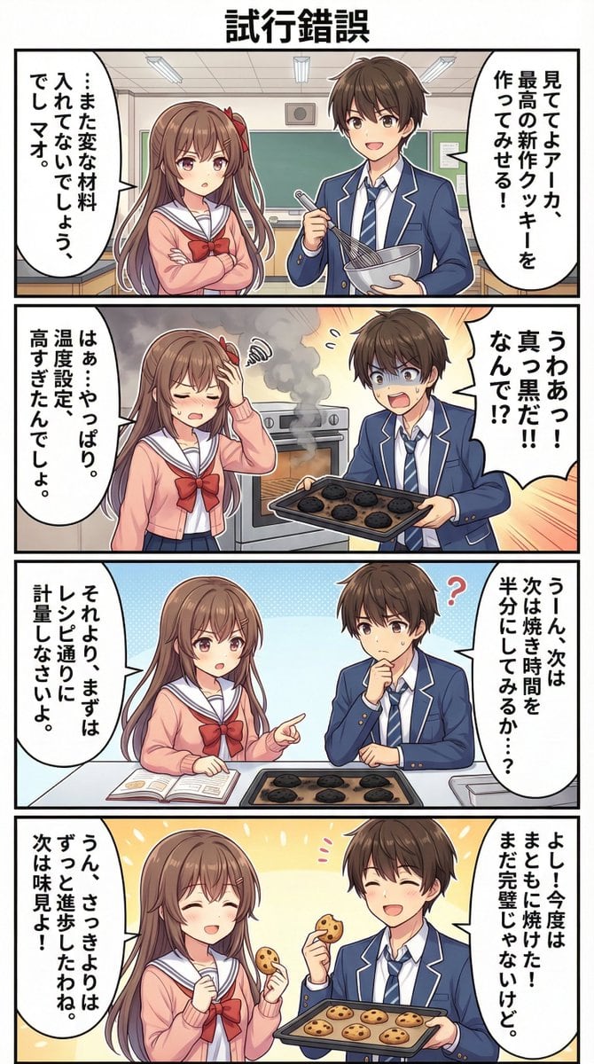 AI Manga Theme: Trial and Error - AI Generated AI Art Style Image Example