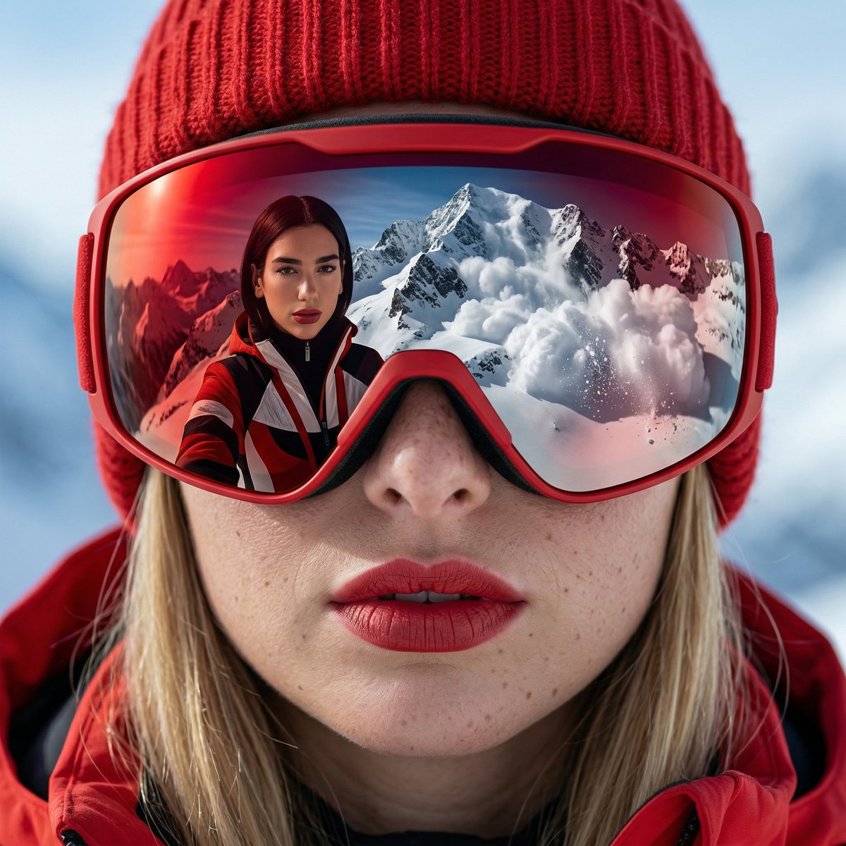 Preview image for Alpine Thriller Fashion Close-up with Reflection prompt