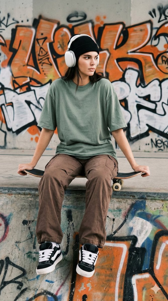 Alternative Skater Aesthetic Portrait Prompt - AI Generated Character Style Image Example