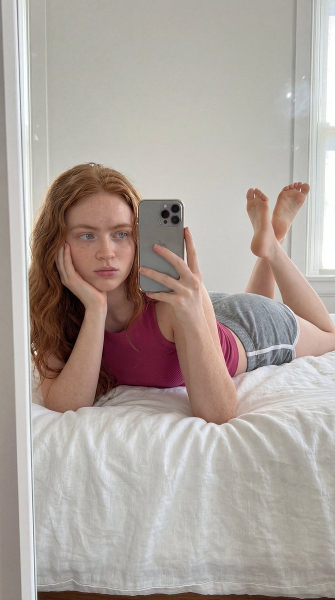Preview image for Ana de Armas Prone Mirror Selfie in Athletic Wear prompt