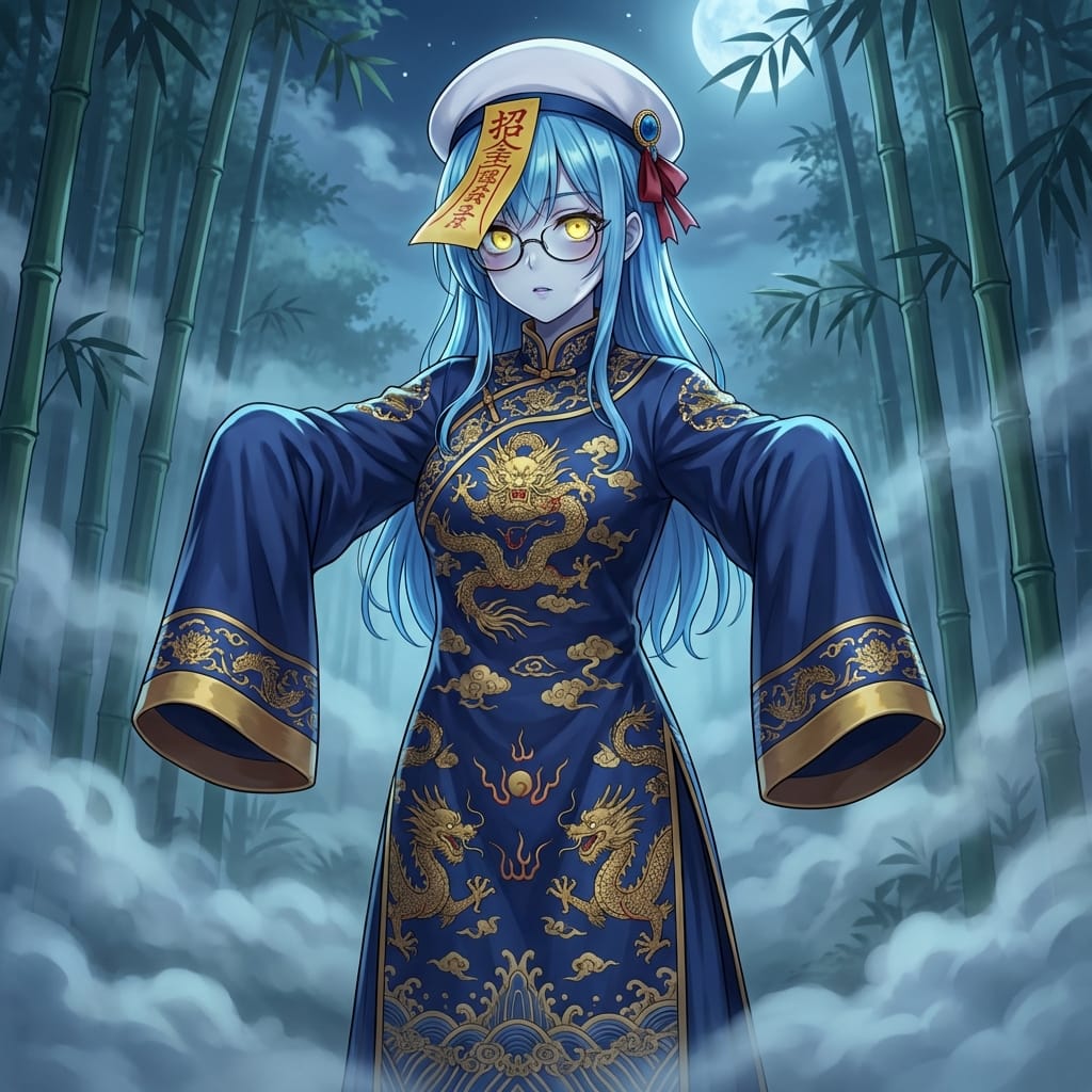 Ancient Zombie (Kyonsi) in a Bamboo Forest - AI Generated Character Style Image Example
