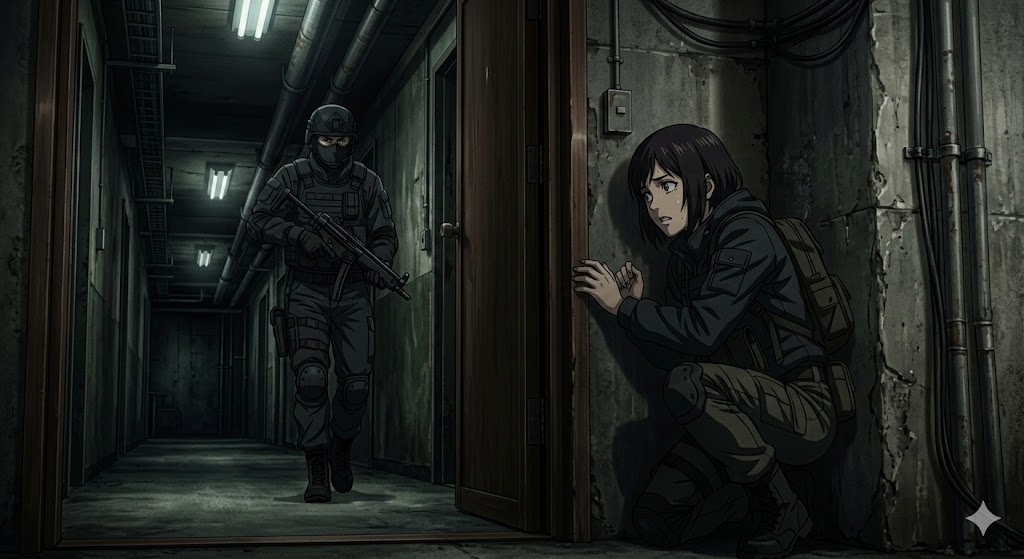 Preview image for Anime Stealth Scene with Keystoning Angle prompt