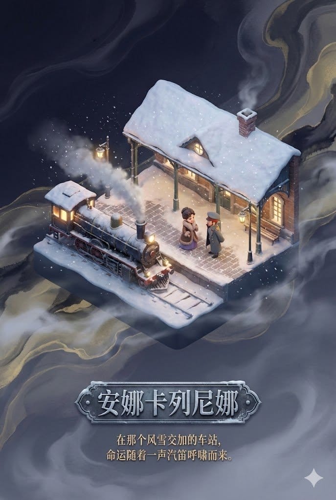 Anna Karenina Diorama Poster in DreamWorks Style - نص توجيهي للذكاء الاصطناعي