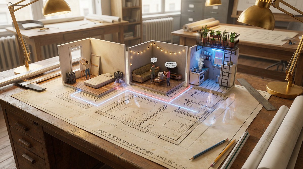 Preview image for Architectural Floor Plan as Miniature World prompt