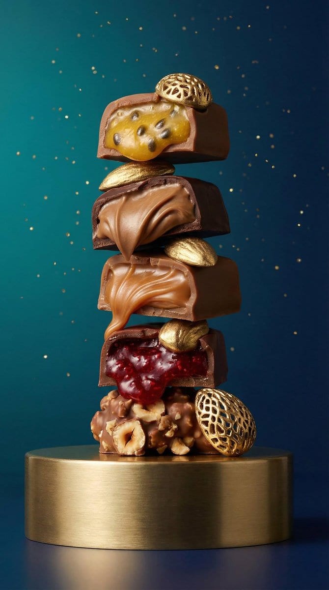 Artisan Chocolate Product Visuals (Multi-Image Prompt) - AI Generated Realistic Style Image Example