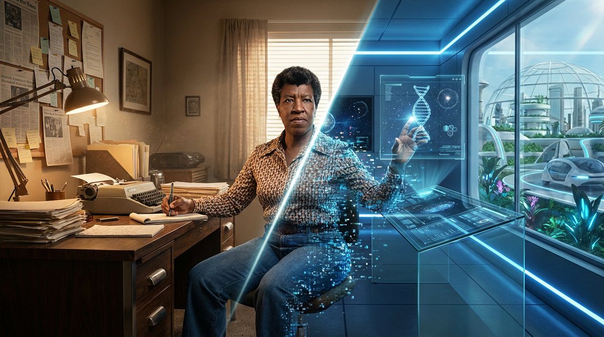 Preview image for Asimov Visionary Split-Scene Concept Art Prompt prompt