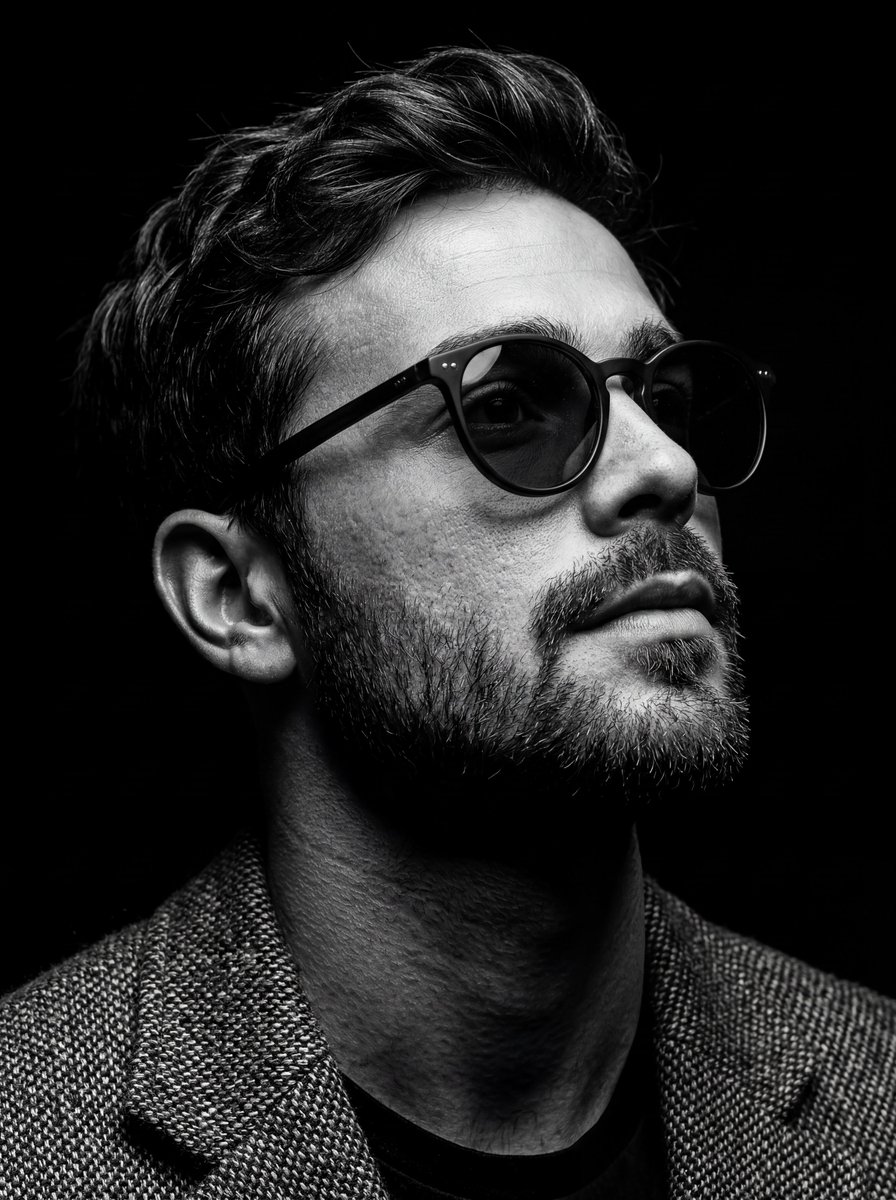 Preview image for B&W Chiaroscuro Portrait prompt