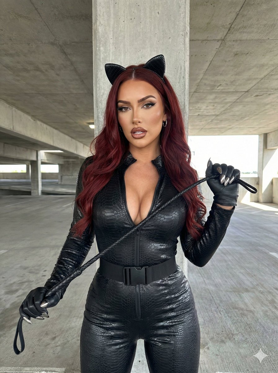 Preview image for Bad Girl Latex Jumpsuit in Parking Garage prompt