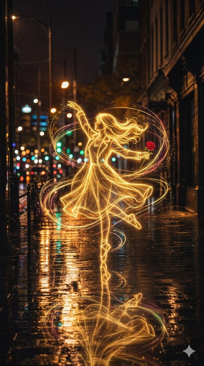Preview image for Ballerina Golden Energy Rain Illustration prompt